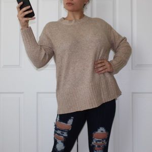 Zara | Beige Soft Crew Neck Knit Sweater